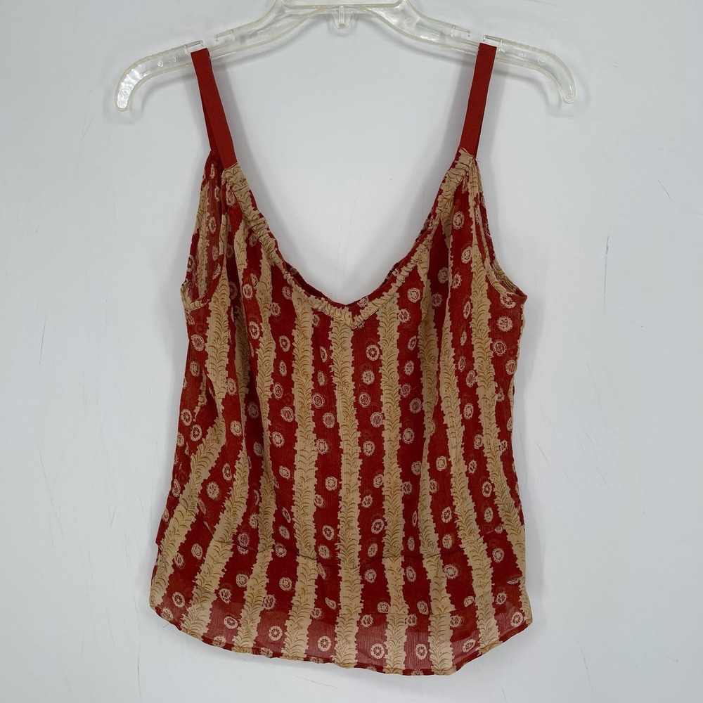 Patterson J. Kincaid Women's Red Printed Silk Blend Camisole Tank Top Size M
